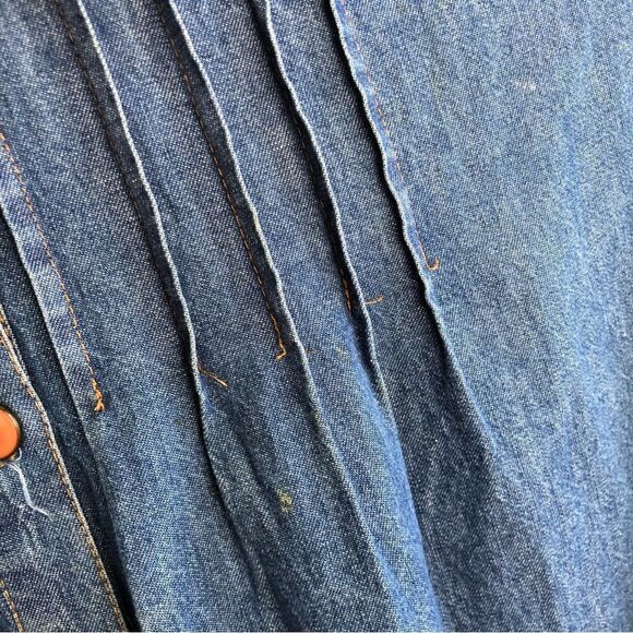 Vintage Western Blue Maxi Dress with Brown Accents - Picture 7 of 11